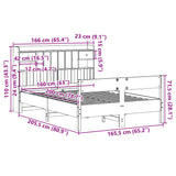 Seng med bokhylle uten madrass hvit 160x200 cm heltre furu