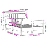 Seng med bokhylle uten madrass hvit 150x200 cm heltre furu