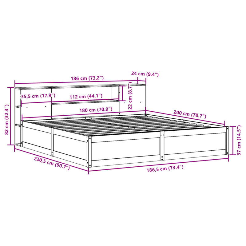 Sengeramme uten madrass 180x200 cm heltre furu