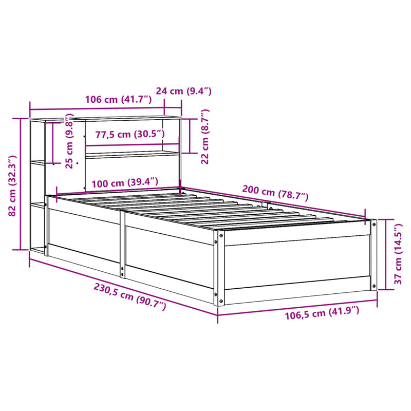 Sengeramme uten madrass hvit 100x200 cm heltre furu