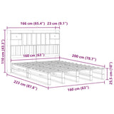 Seng med bokhylle uten madrass 160x200 cm heltre furu