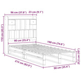 Seng med bokhylle uten madrass 90x190 cm heltre furu