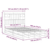 Seng med bokhylle uten madrass 135x190 cm heltre furu