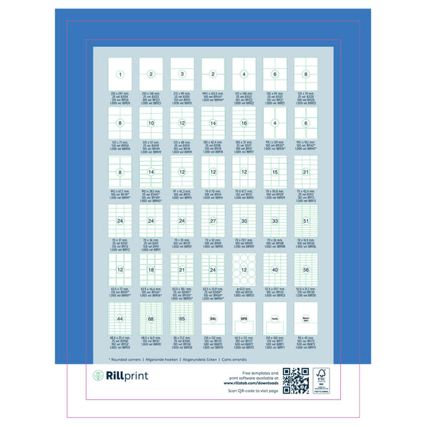 rillprint Selvklebende etiketter 105x42,4 mm 1000 ark hvit