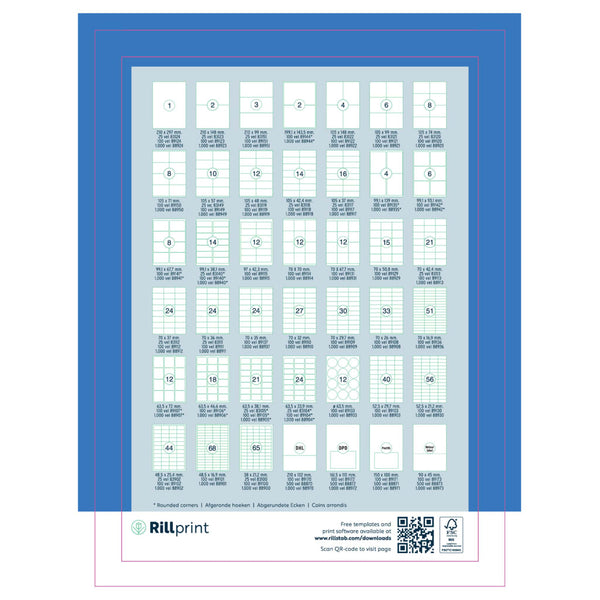 rillprint Selvklebende etiketter 105x48 mm 1000 ark hvit