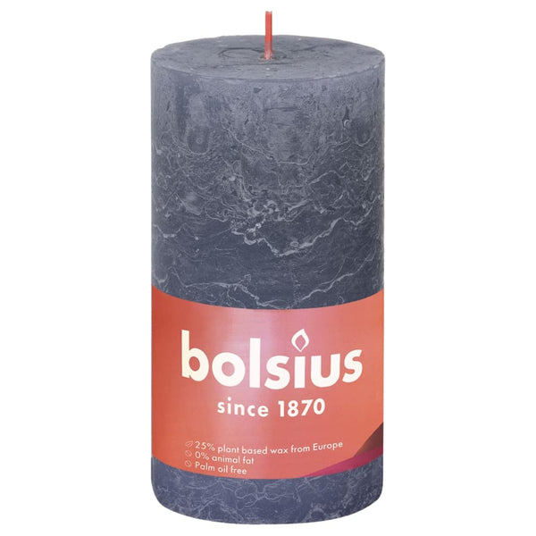 Bolsius Rustikke søylelys Shine 4 stk 130x68 mm skumringsblå