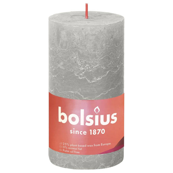 Bolsius Rustikke søylelys Shine 4 stk 130x68 mm sandgrå