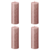 Bolsius Rustikke søylelys Shimmer 4 stk 190x68 mm rosa