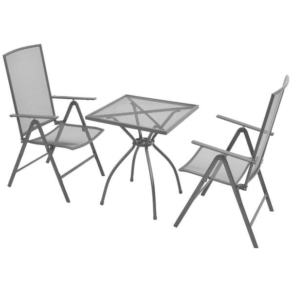Bistrosett med brettbare stoler 3 deler stål antrasitt