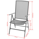 Utendørs spisestue med brettbare stoler 5 deler stål antrasitt