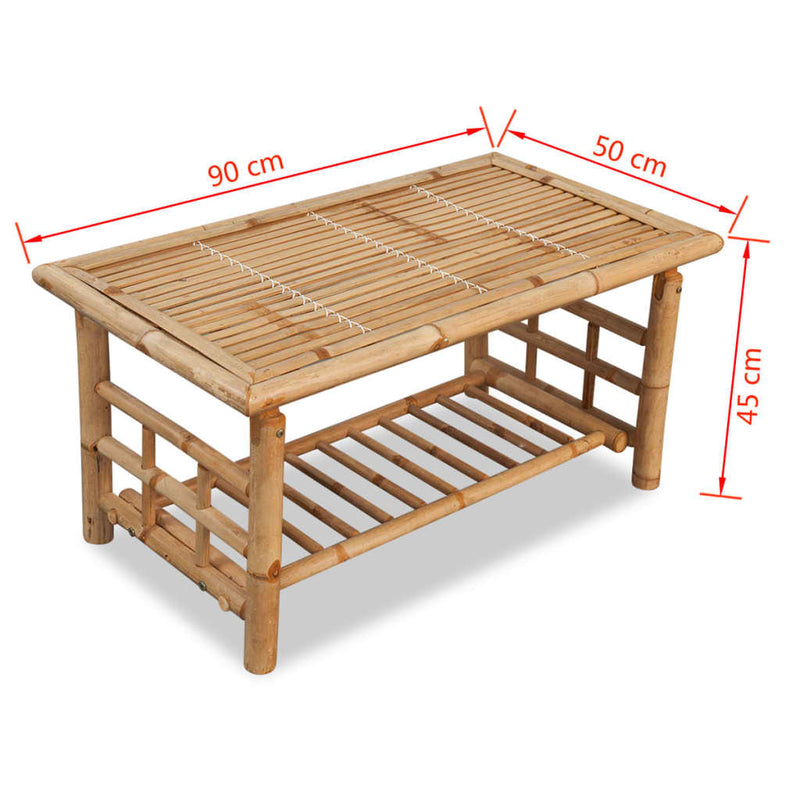 Salongbord bambus 90x50x45 cm