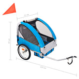 Sykkelvogn for barn grå og blå 30 kg