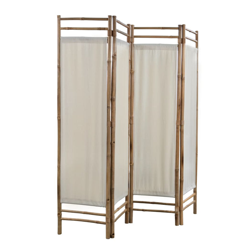 Sammenleggbar romdeler 4-paneler bambus og lerret 160 cm
