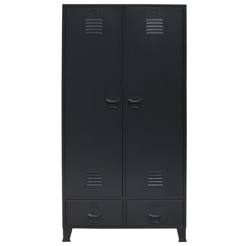 Garderobe metall industriell stil 90x40x180 cm svart