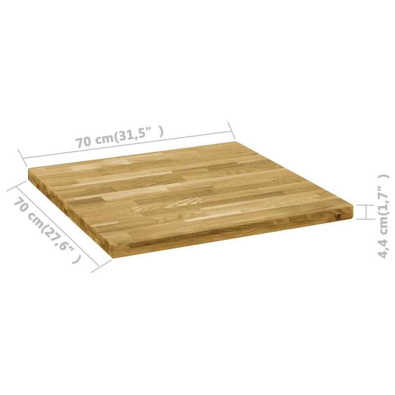 Bordplate heltre eik firkantet 44 mm 70x70 cm