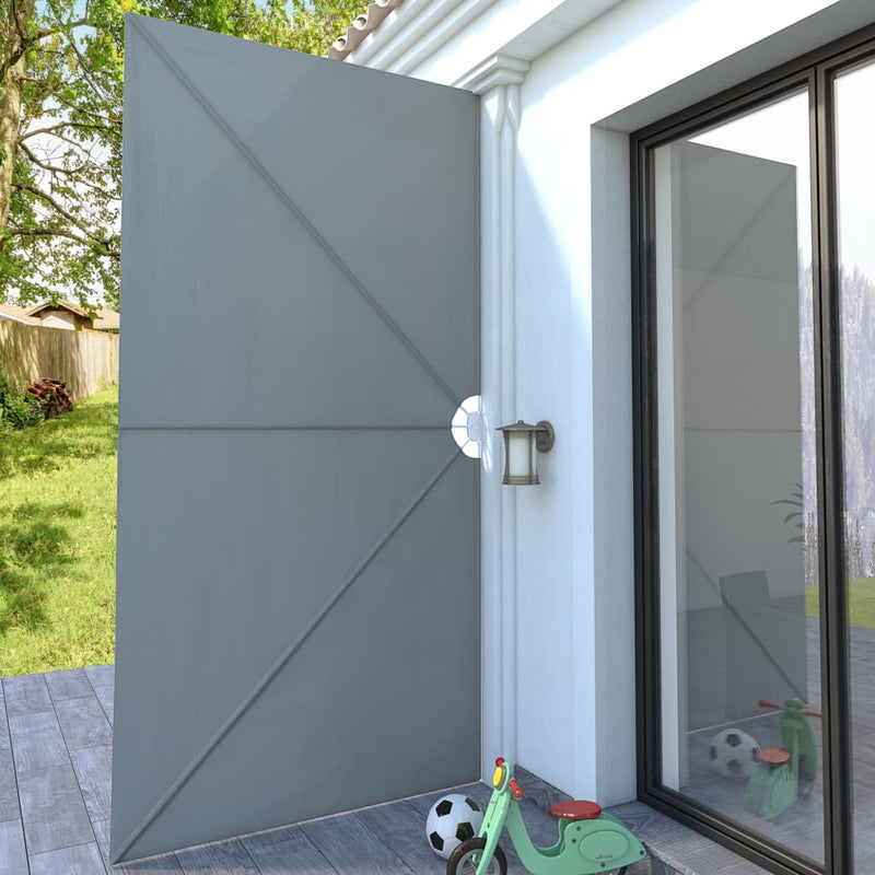 Sammenleggbar sidemarkise for terrasse grå 400x200 cm