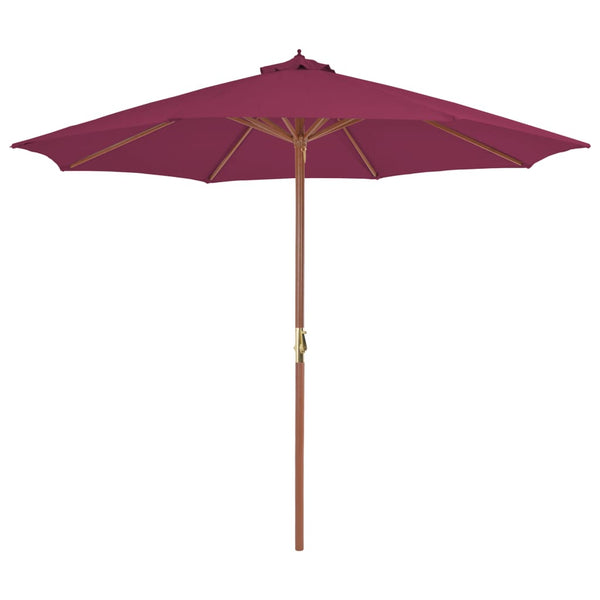 Parasoll med trestang 300 cm vinrød