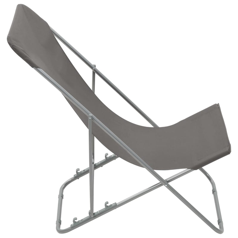 Sammenleggbare strandstoler 2 stk stål og oxfordstoff grå