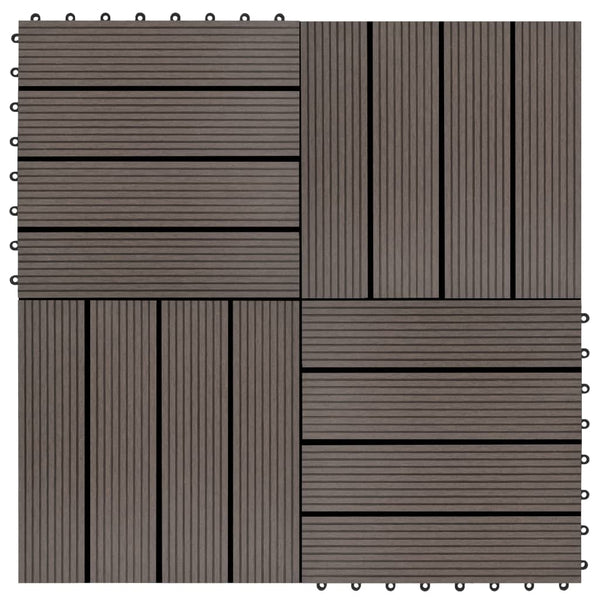 Terrassebord 11 stk WPC 30x30 cm 1 kvm mørkebrun