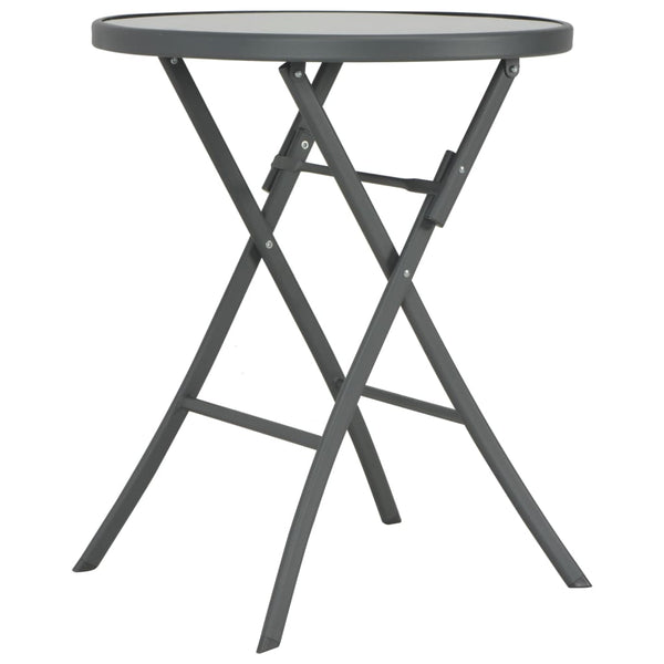 Sammenleggbart bistrobord grå 60x70 cm glass og stål