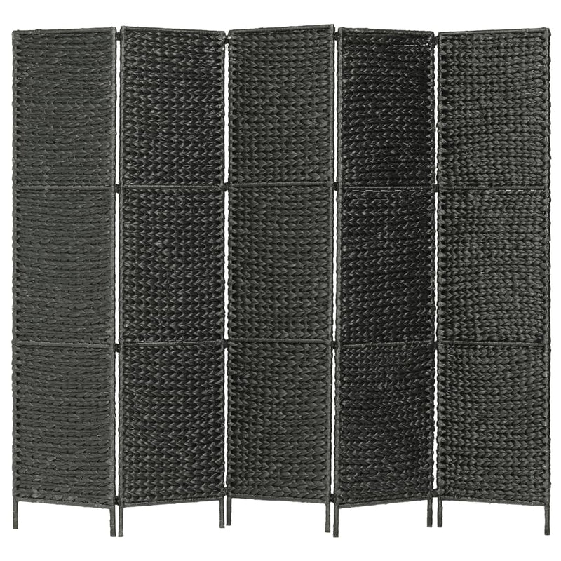 Romdeler med 5 paneler 193x160 cm vannhyacinth svart