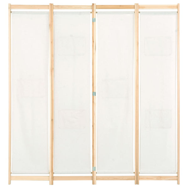 Romdeler 4 paneler kremhvit 160x170x4 cm stoff