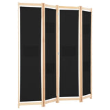 Romdeler 4 paneler svart 160x170x4 cm stoff