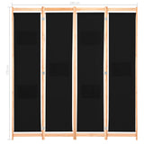 Romdeler 4 paneler svart 160x170x4 cm stoff