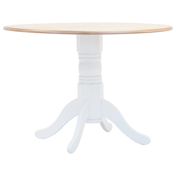 Spisebord hvit og brun 106 cm heltre gummitre