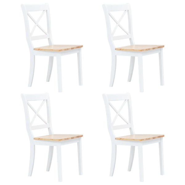 Spisestoler 4 stk hvit og lys run heltre gummitre