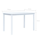 Spisebord hvit 114x71x75 cm heltre gummitre