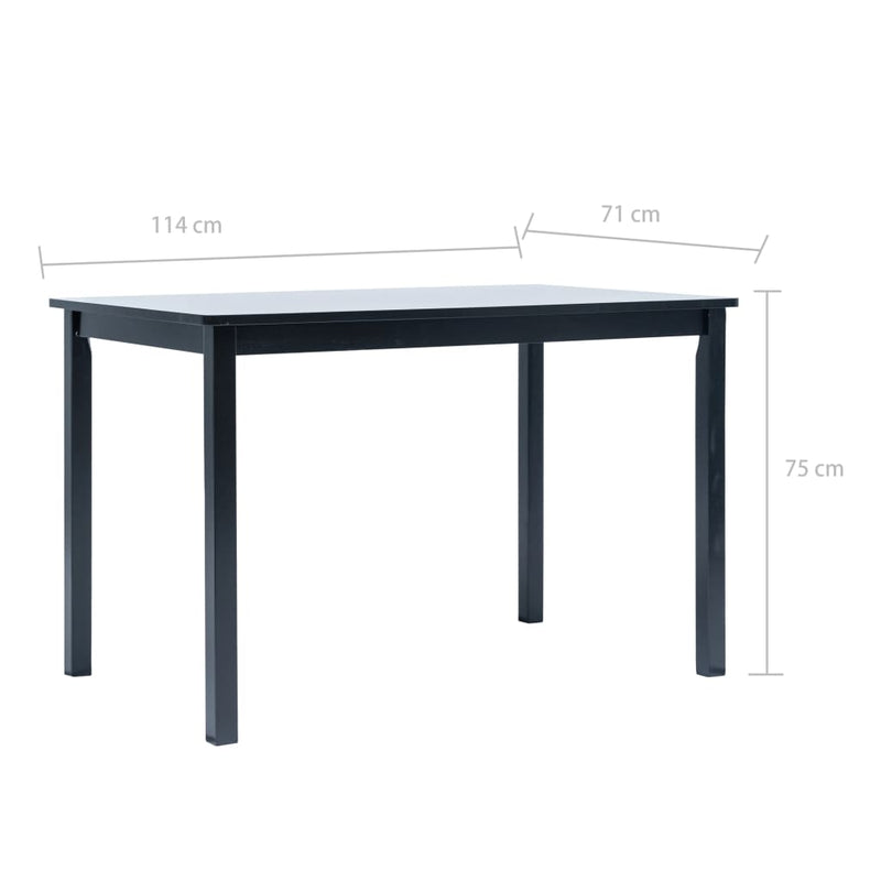 Spisebord svart 114x71x75 cm heltre gummitre