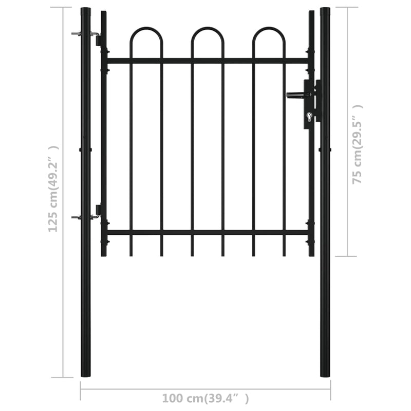 Gjerdeport enkel med buet topp 100 x 75 cm