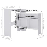 Barbord med 2 bordplater 130x40x120 cm hvit