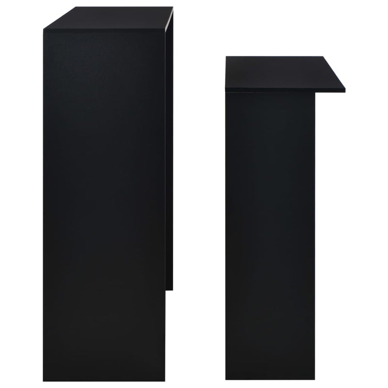 Barbord med 2 bordplater svart 130x40x120 cm