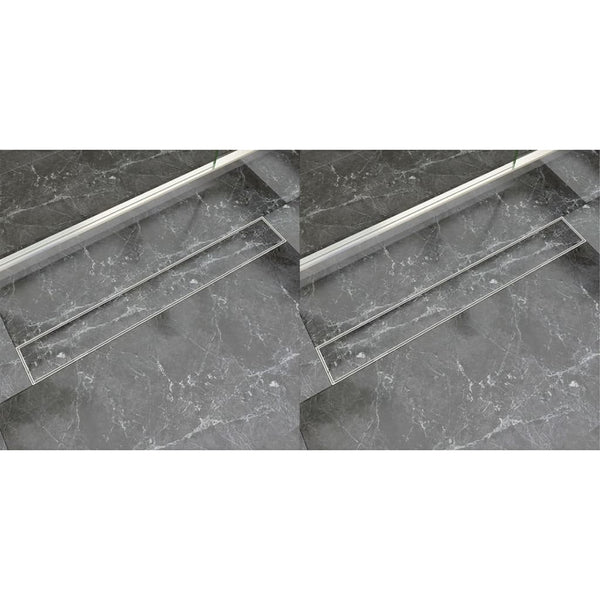 Lineært dusjavløp 2 stk 830x140 mm rustfritt stål