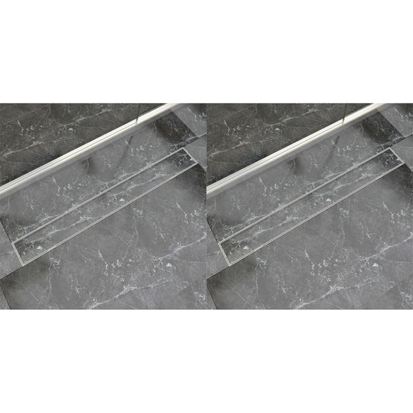 Lineært dusjavløp 2 stk 930x140 mm rustfritt stål
