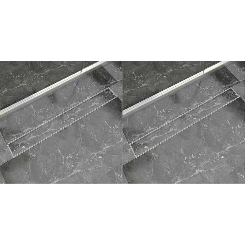 Lineært dusjavløp 2 stk 930x140 mm rustfritt stål