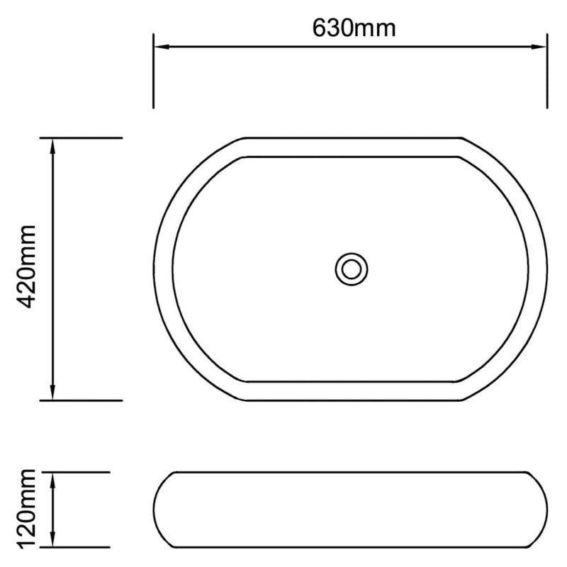 Luksus Keramisk Vask Oval Hvit  63 x 42 cm