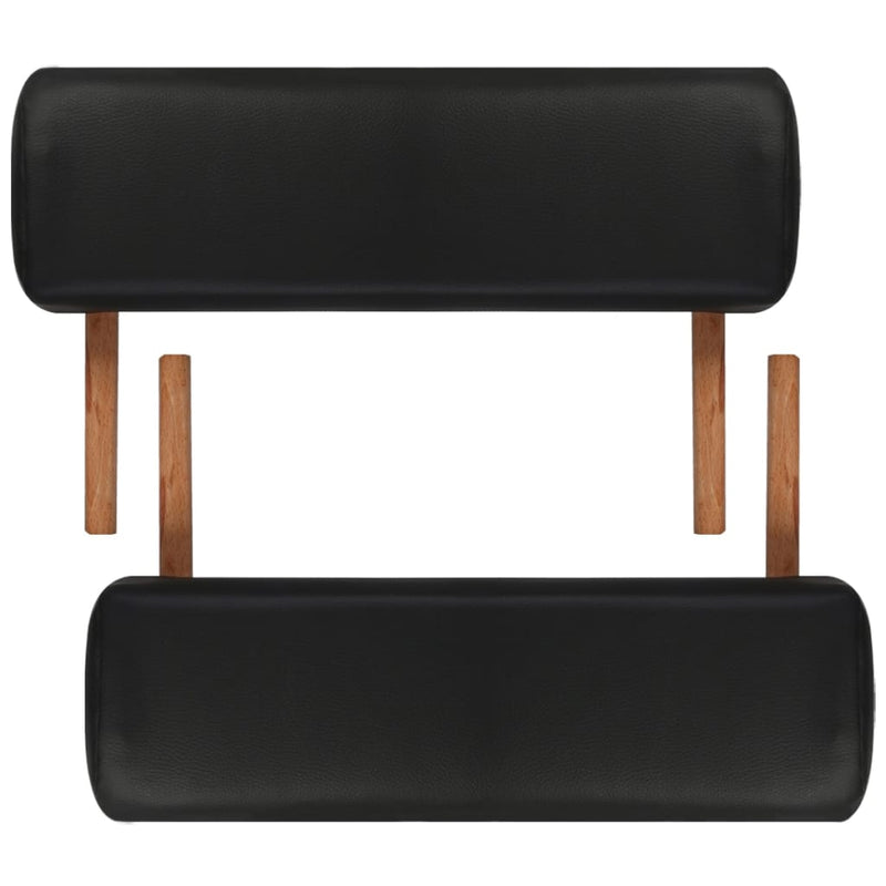 Sammenleggbart massasjebord 2 soner treramme svart