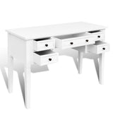 Skrivebord med 5 skuffer hvit