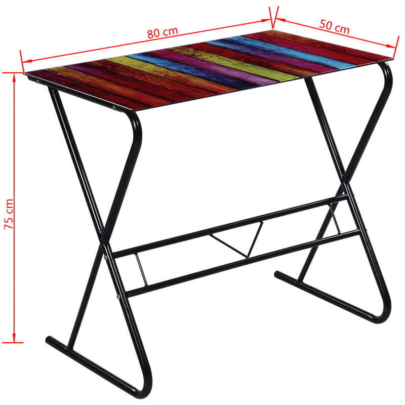 Glass skrivebord med regnbue design