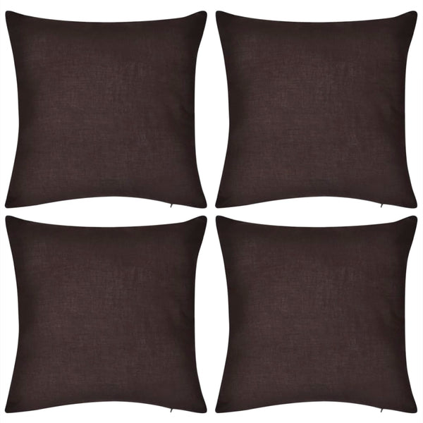 130914 4 Brown Cushion Covers Cotton 50 x 50 cm