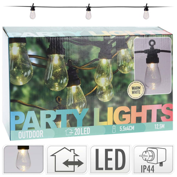 ProGarden LED-festbelysningssett med 20 lamper 12 V