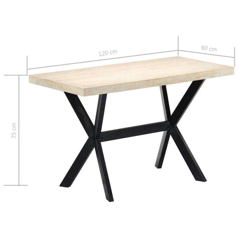 Spisebord 120x60x75 cm heltre mango hvit