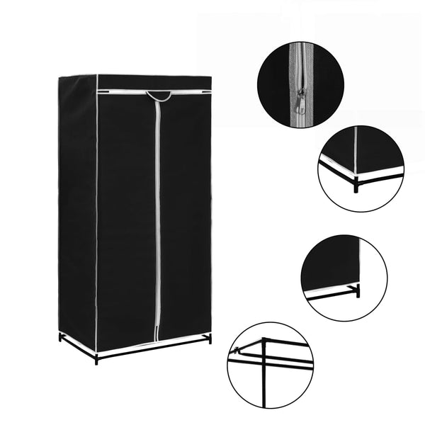 Garderobeskap svart 75x50x160 cm