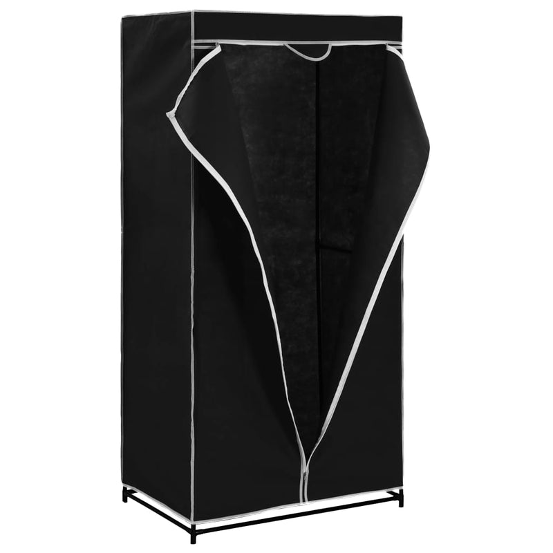 Garderobeskap svart 75x50x160 cm