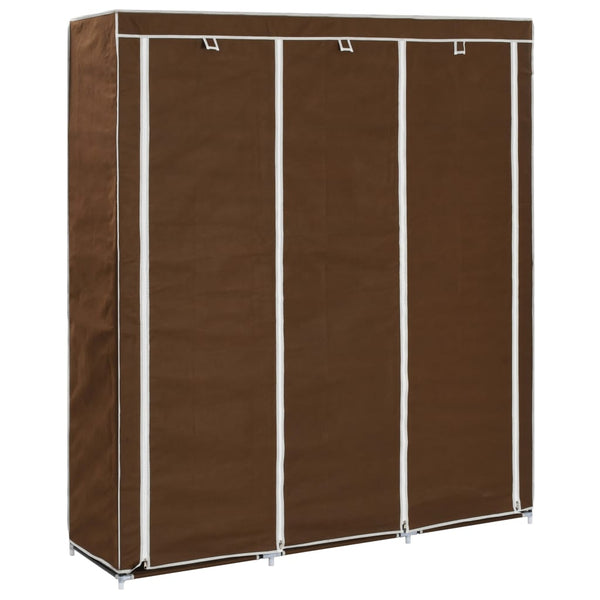 Garderobe med skap og stenger brun 150x45x175 cm stoff