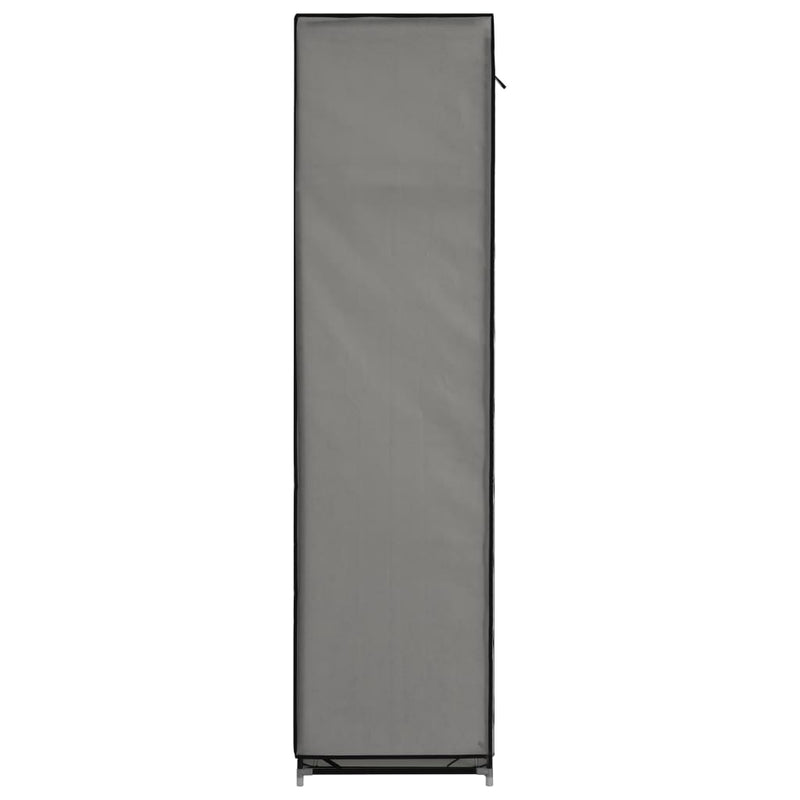 Garderobe med skap og stenger grå 150x45x175 cm stoff