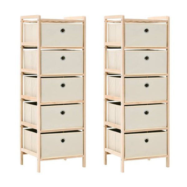 Oppbevaringshyller 2 stk med 5 stoffkurver beige sedertre